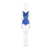 Couture Low Back Leotard with Asymmetrical Skirt